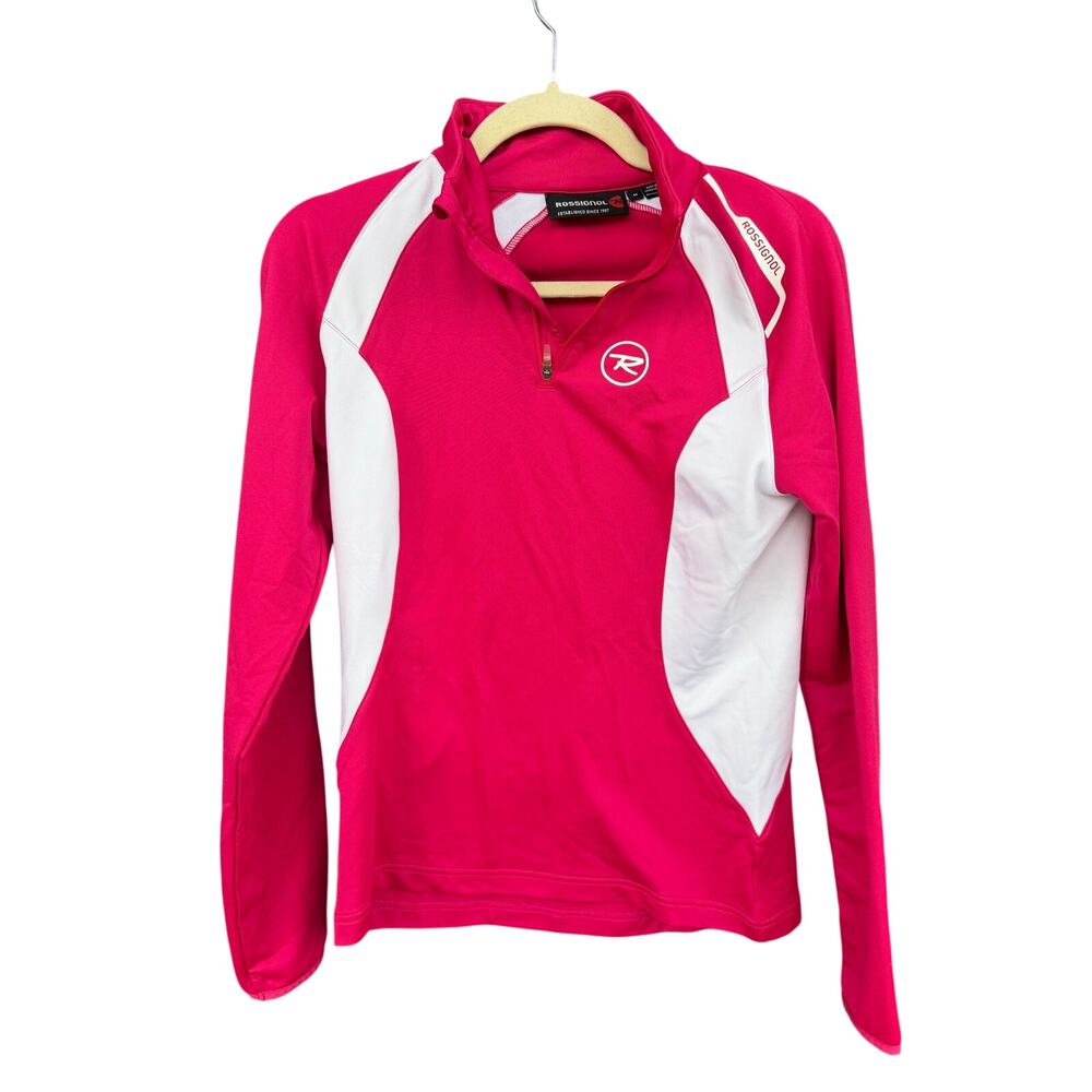 Rossignol Quarter Zip Base Layer Ski Top M Hot Pink White